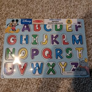 Melissa & Doug Disney Classics Alphabet Wooden Peg Puzzle (26 pcs)